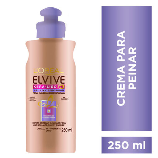 Crema para peinar Elvive Kera-Liso Brillo & Sedosidad Perfeccionadora X 250 Ml