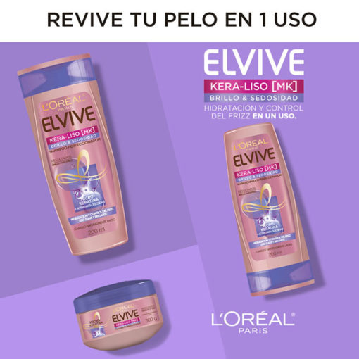 Crema para peinar Elvive Kera-Liso Brillo & Sedosidad Perfeccionadora X 250 Ml - Imagen 5