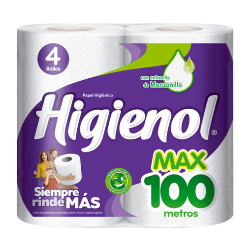 Papel Higiénico Higienol Max Hoja Simple 100 Metros X 4 Rollos Casa