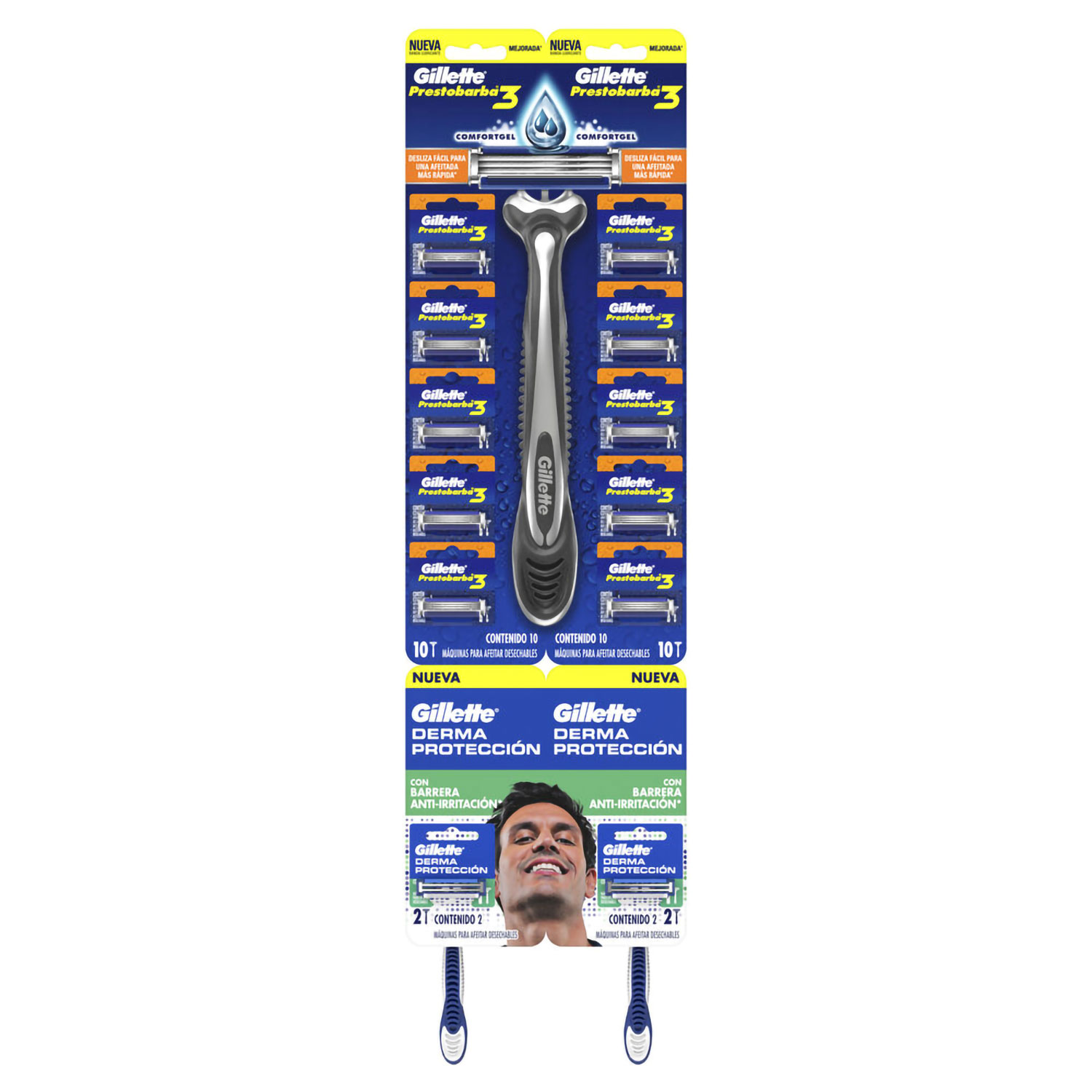 Maquinillas de afeitar Prestobarba3 Comfortgel Gillette (2 U)