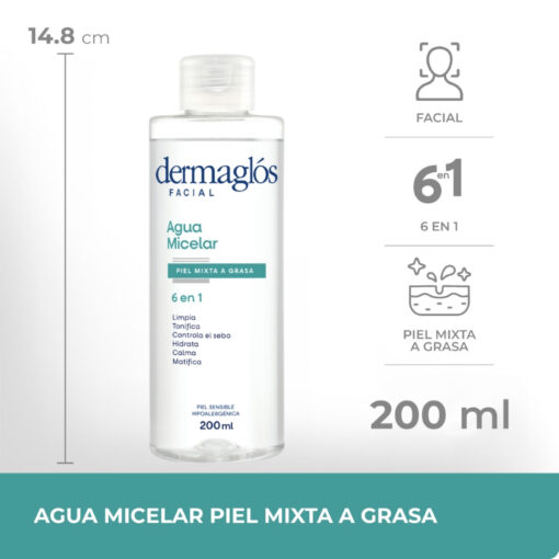 Agua Micelar Dermaglós Piel Mixta a Grasa  X 200 Ml - Imagen 3